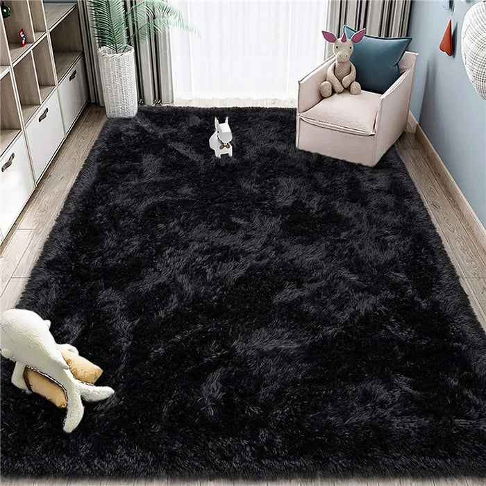 Alfombra suave y esponjosa para habitación de niños con alfombrilla antideslizante grande y peluda para uso interior moderno en sala de estar y habitación de niños