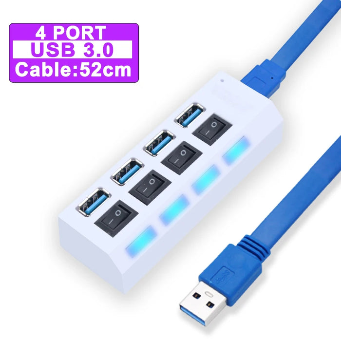 Hub USB 3.0 Hub USB 3 USB 2.0, adaptateur d'alimentation multi-usb, 4/7 ports, extenseur Multiple 2.0 avec interrupteur pour accessoires PC