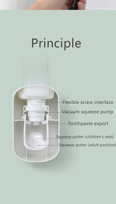 Dispensador automático de pasta de dientes de pared con portacepillos - Set de accesorios de baño