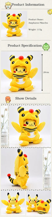 Kawaii Pokemon Cosplay Pikachu Animal relleno Charizard muñeco de peluche Tyranitar Snorlax Eevee Lapras Anime regalo para niños