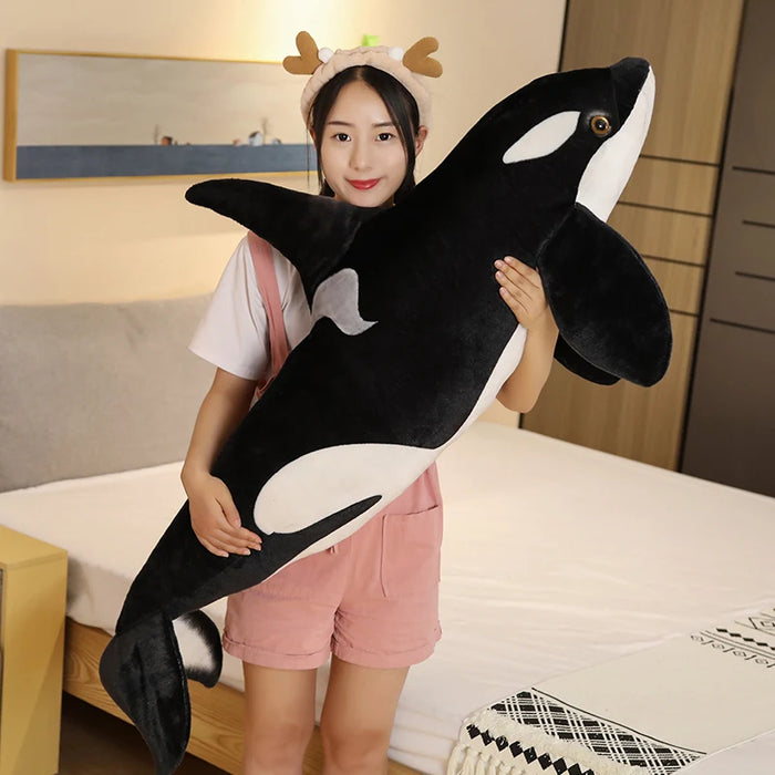 Animal de peluche de orca realista, 50-130 cm, muñeca de ballena suave para niños, regalo de cumpleaños ideal