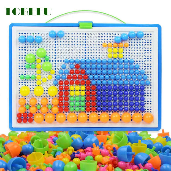 Ensemble créatif de 296 pièces de perles et d'ongles en éponge, puzzles 3D attrayants pour les enfants, développement de jouets éducatifs