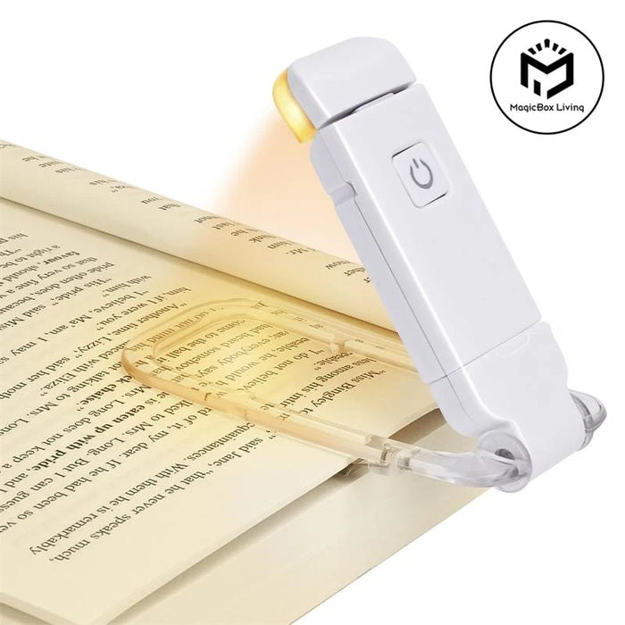 Luz de lectura LED recargable con batería y clip: luz nocturna y marcador de libros agradables para los ojos