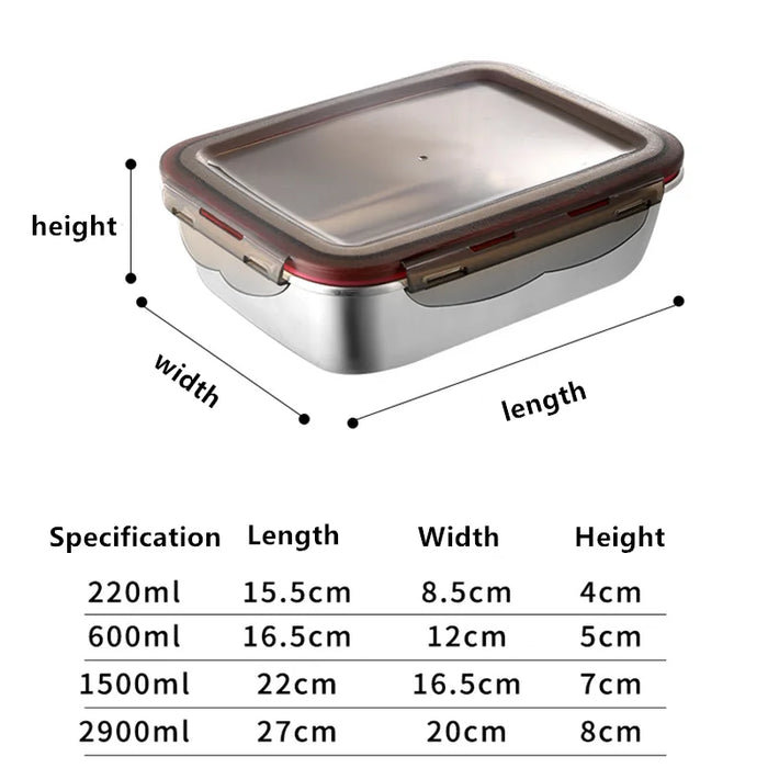 Boîte à lunch Bento hermétique en acier inoxydable - Parfaite pour le réfrigérateur, le micro-ondes et le pique-nique