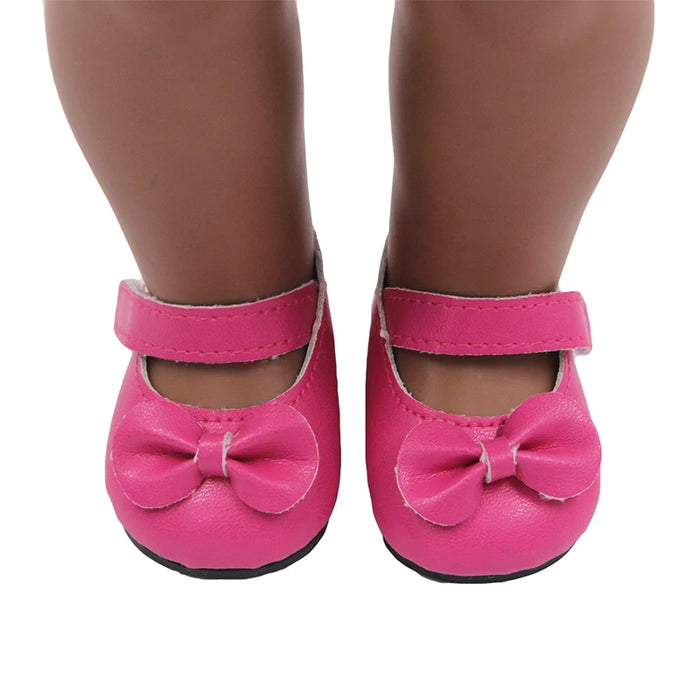 Chaussures de poupée populaires en cuir Pu avec nœud de 7 cm, pour poupées américaines de 18 pouces, convient aux poupées de 43 cm, nouveau bébé 1/3 BJD DIY, en cadeau