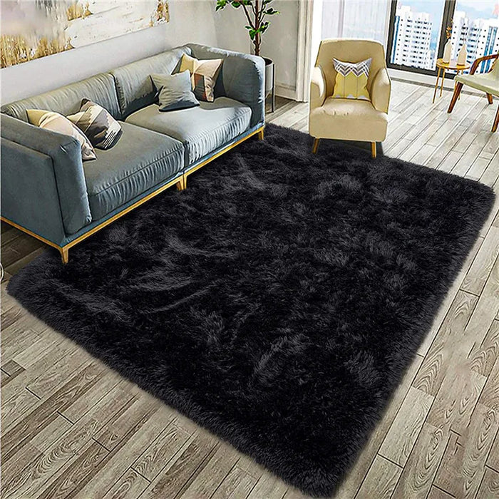 Alfombra suave y esponjosa para habitación de niños con alfombrilla antideslizante grande y peluda para uso interior moderno en sala de estar y habitación de niños