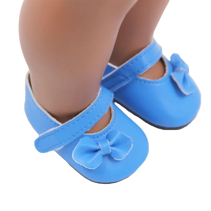 Chaussures de poupée populaires en cuir Pu avec nœud de 7 cm, pour poupées américaines de 18 pouces, convient aux poupées de 43 cm, nouveau bébé 1/3 BJD DIY, en cadeau