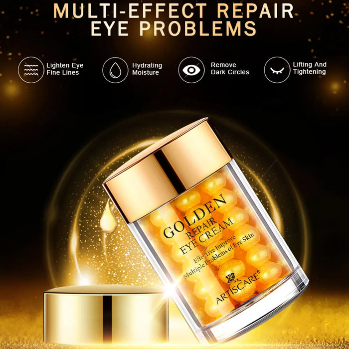 Ensemble de soins de la peau ARTISCARE 24K Gold : crème hydratante pour les yeux, essence pour le visage et rouleaux peptidiques pour les cernes et soins hydratants