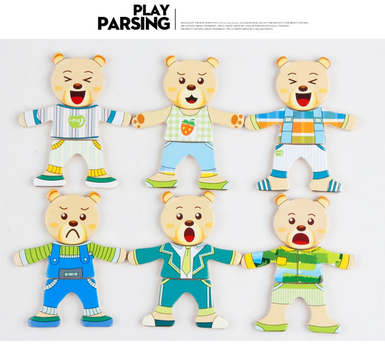 QWZ petit ours habiller les enfants éducation précoce confort Puzzle jeu habiller jeu bébé Puzzle jouets pour enfants cadeau