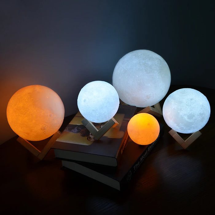 Fantastique lampe lunaire 3D avec support en bois élégant – Transformez votre maison avec un éclairage magique.