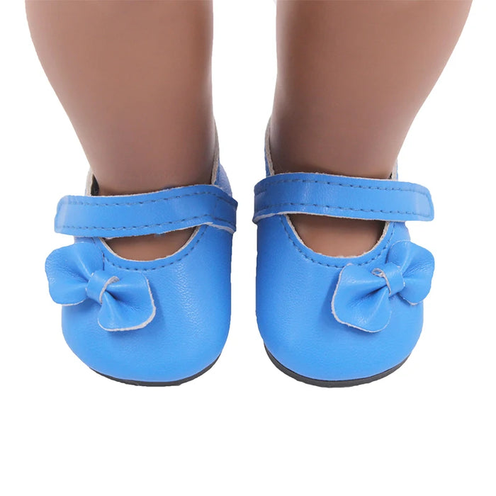 Chaussures de poupée populaires en cuir Pu avec nœud de 7 cm, pour poupées américaines de 18 pouces, convient aux poupées de 43 cm, nouveau bébé 1/3 BJD DIY, en cadeau