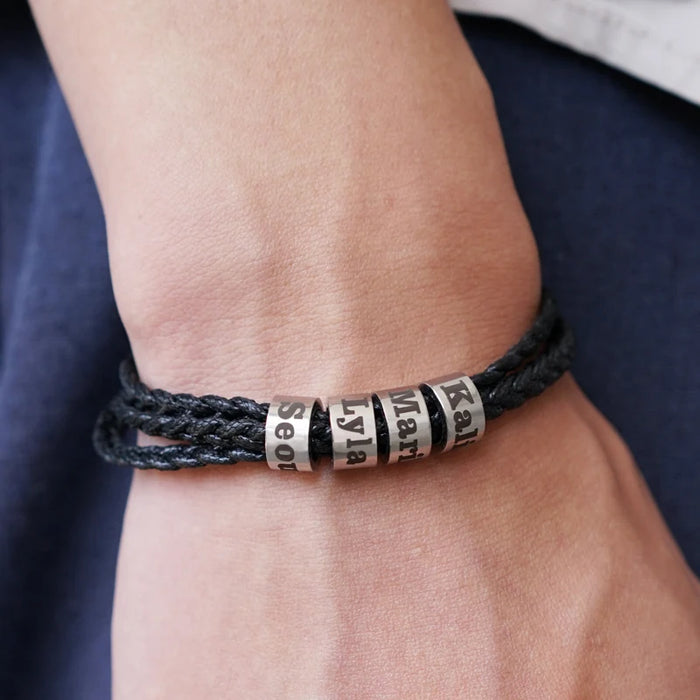 Bracelets tressés avec nom de famille personnalisé VIP pour hommes, cadeau de fête des pères