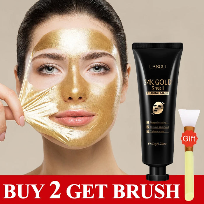 Luxuriöse 24-Karat-Goldschnecken-Kollagen-Peeling-Maske – zur Entfernung von Mitessern, Tiefenreinigung, Ölkontrolle und Gesichtsfeuchtigkeit