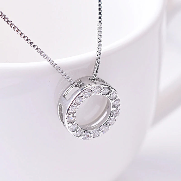 Elegante Halskette aus 925er Sterlingsilber mit rundem Zirkon und Schlüsselbeinkette für Damen