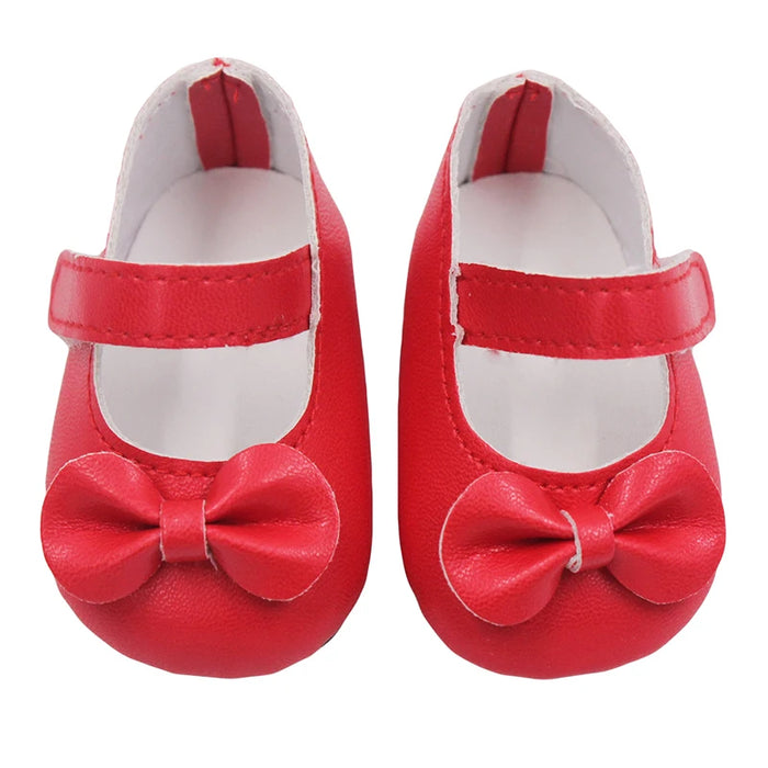 Chaussures de poupée populaires en cuir Pu avec nœud de 7 cm, pour poupées américaines de 18 pouces, convient aux poupées de 43 cm, nouveau bébé 1/3 BJD DIY, en cadeau