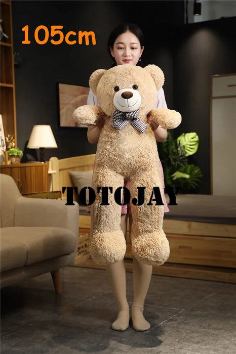 Oso de peluche gigante de 105 cm, oso de peluche blanco, rosa y marrón, almohada de abrazo súper grande, almohada de animal, regalo de cumpleaños para niños