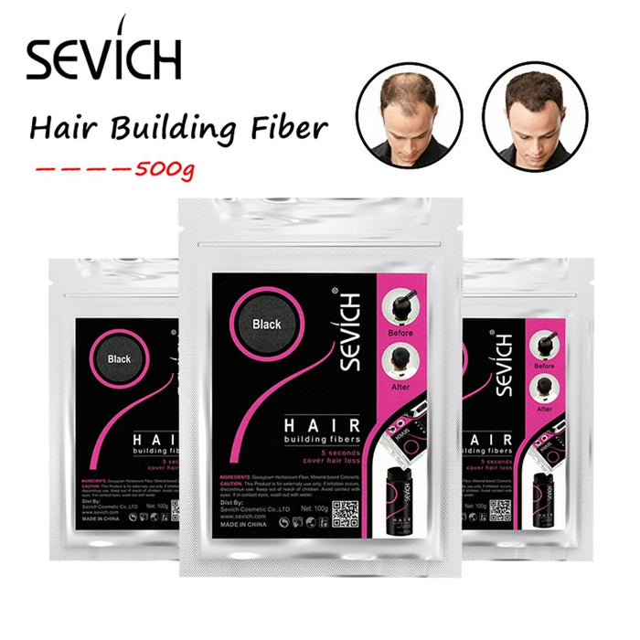 Sevich 500 g de fibra capilar - 10 colores de queratina en polvo para el crecimiento del cabello y tratamiento instantáneo de salón