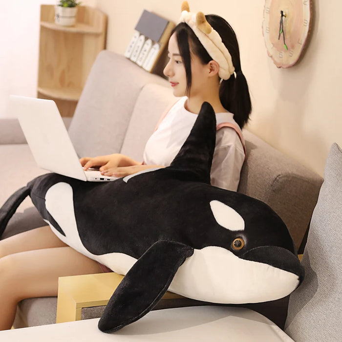 Animal de peluche de orca realista, 50-130 cm, muñeca de ballena suave para niños, regalo de cumpleaños ideal