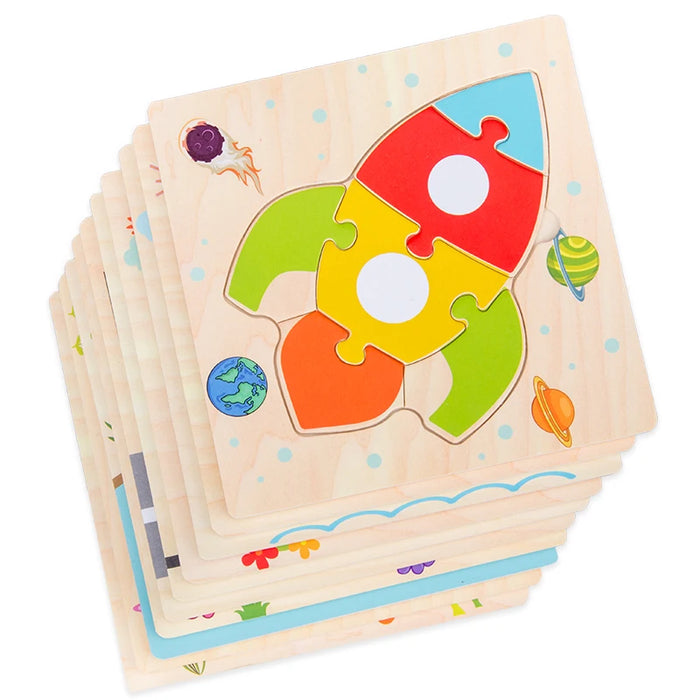 Puzzle 3D en bois pour enfants, formes Tangram, carte éducative, animaux, jouets intelligents, cadeau pour enfants