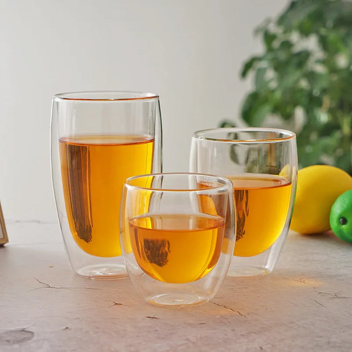 Tasse en verre à Double paroi avec isolation thermique, artisanat Transparent pour tasses à thé, Mini whisky et expresso