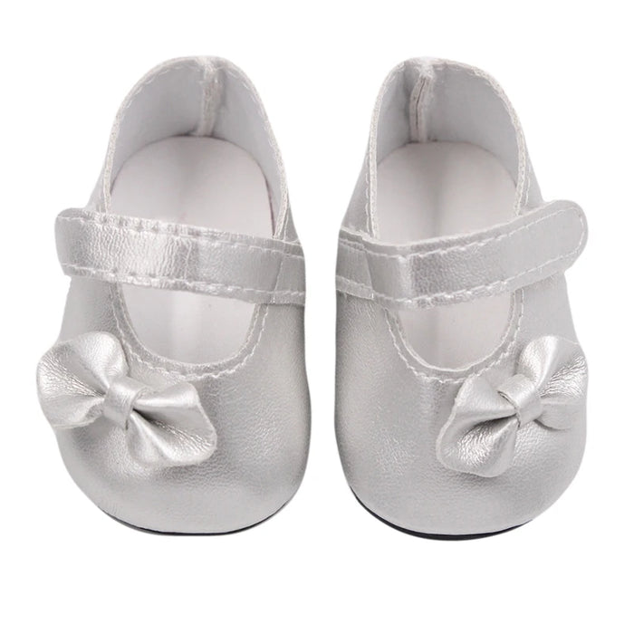 Chaussures de poupée populaires en cuir Pu avec nœud de 7 cm, pour poupées américaines de 18 pouces, convient aux poupées de 43 cm, nouveau bébé 1/3 BJD DIY, en cadeau