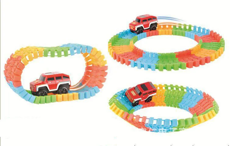 Bricolage avec carte assembler des variations de voiture de cascade ensemble de course universel piste Flexible éducatif modèle de voiture de chemin de fer Puzzle jouet pour les enfants