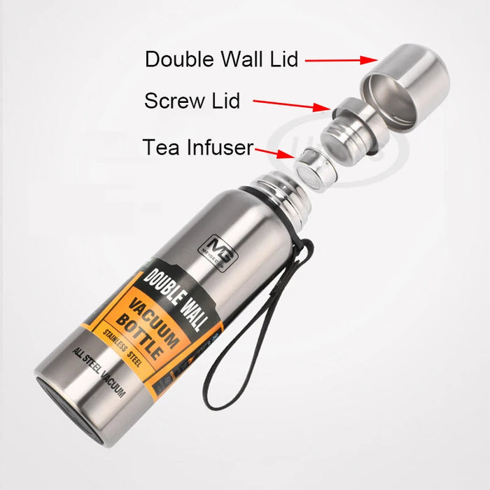 UPORS Edelstahl-Thermoskanne mit großem Fassungsvermögen, tragbare Vakuumflasche, isolierter Becher mit Seil, Thermoflasche, 500/700/1000/1500 ml