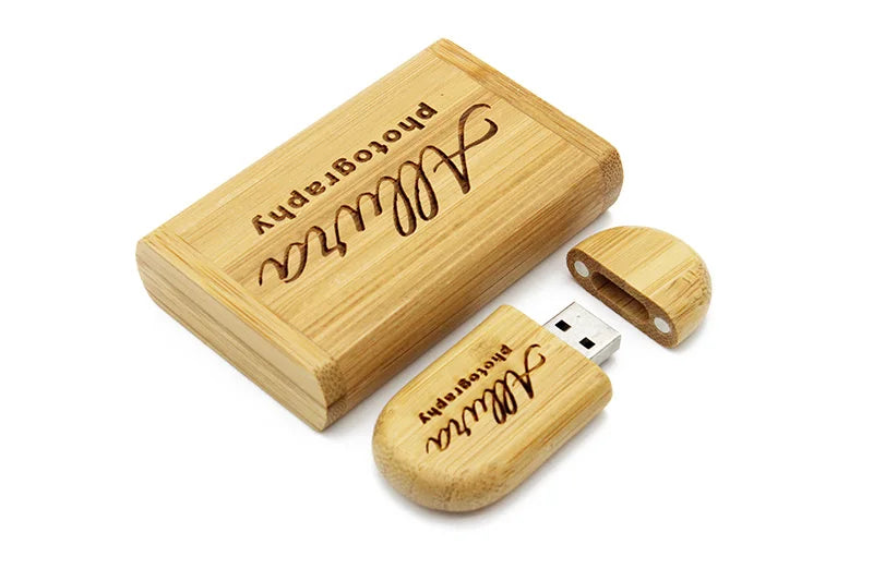 SHANDIAN Free LOGO Wooden + Box USB 2.0 Pen Drive 4GB 16GB 32GB 64GB Flash Drive Wedding Photography Gift U Disk