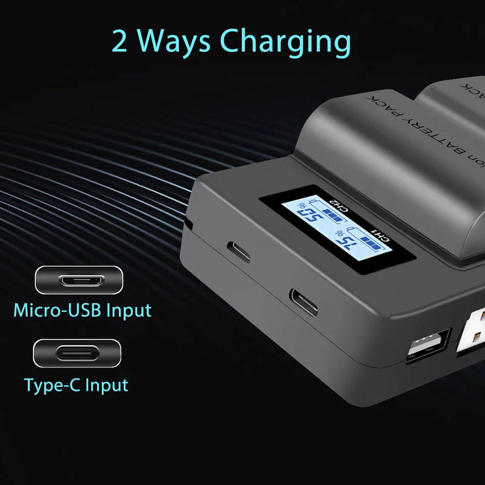 Chargeur de batterie LCD double USB pour appareil photo LP-E6 Canon 5D Mark II III 7D 60D EOS 6D 70D 80D