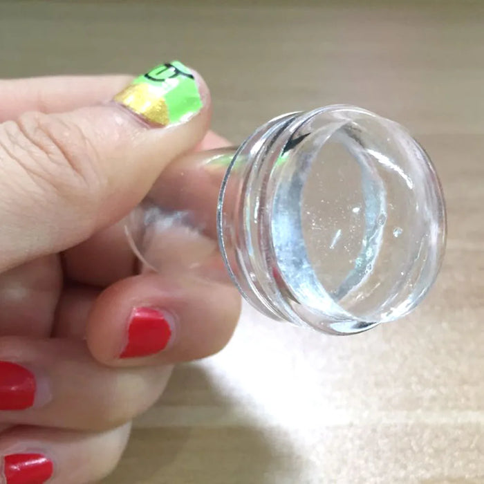 Juego de estampado de uñas de silicona transparente, diseño de manicura francesa con herramienta de sello y raspador