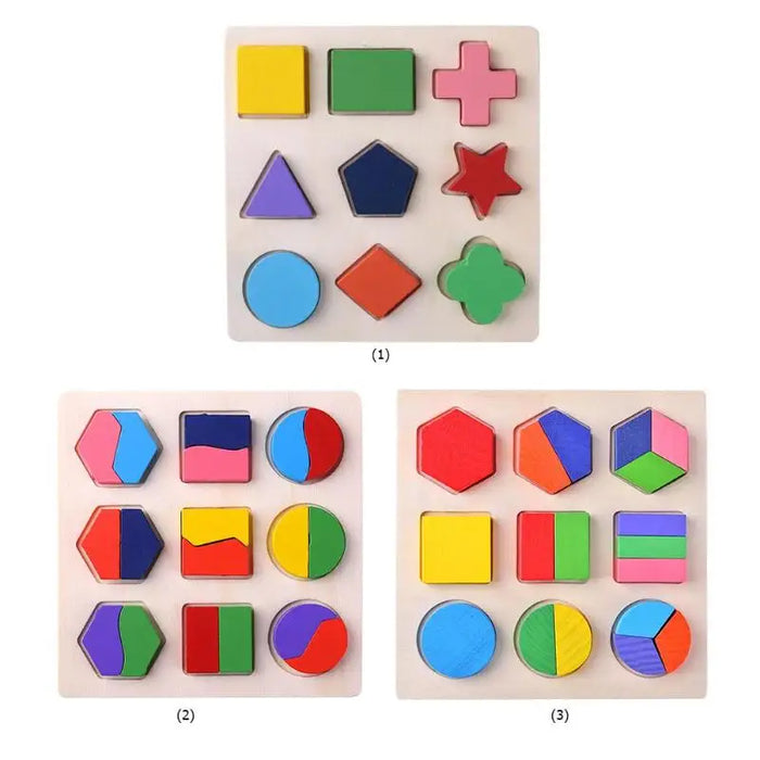 Geometrische Formen aus Holz, Montessori-Puzzle, Sortieren von Mathematikblöcken, Vorschulerziehung, Lernspiele für Kinder