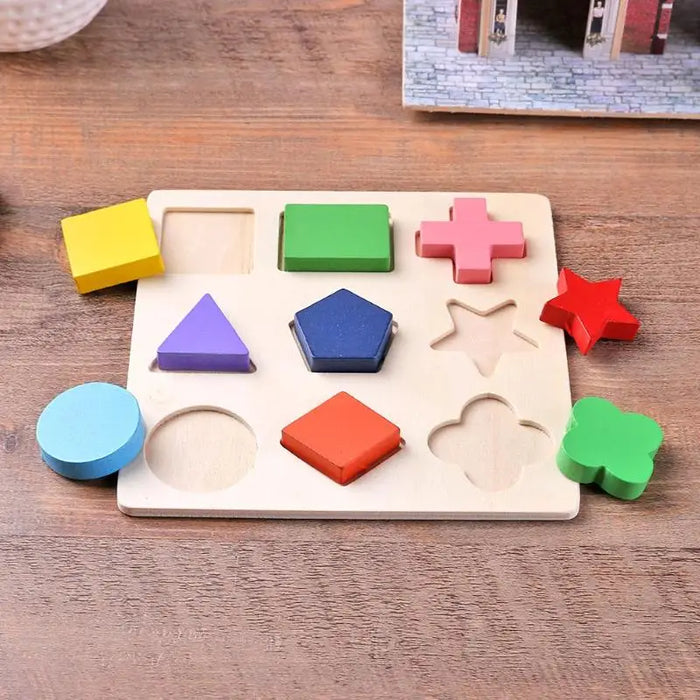 Geometrische Formen aus Holz, Montessori-Puzzle, Sortieren von Mathematikblöcken, Vorschulerziehung, Lernspiele für Kinder