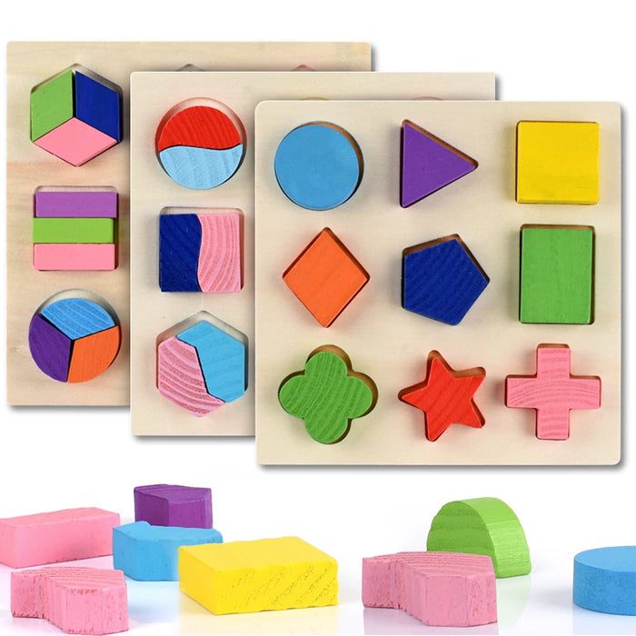 Geometrische Formen aus Holz, Montessori-Puzzle, Sortieren von Mathematikblöcken, Vorschulerziehung, Lernspiele für Kinder