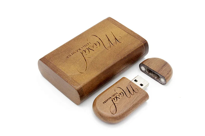 SHANDIAN Free LOGO Wooden + Box USB 2.0 Pen Drive 4GB 16GB 32GB 64GB Flash Drive Wedding Photography Gift U Disk