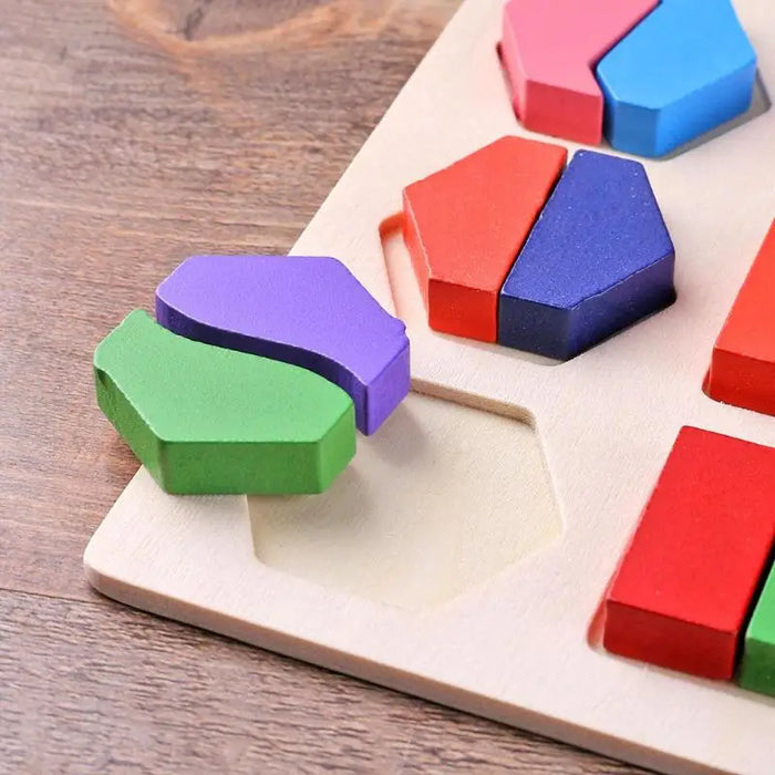 Geometrische Formen aus Holz, Montessori-Puzzle, Sortieren von Mathematikblöcken, Vorschulerziehung, Lernspiele für Kinder