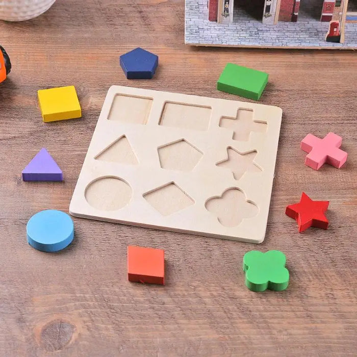 Geometrische Formen aus Holz, Montessori-Puzzle, Sortieren von Mathematikblöcken, Vorschulerziehung, Lernspiele für Kinder