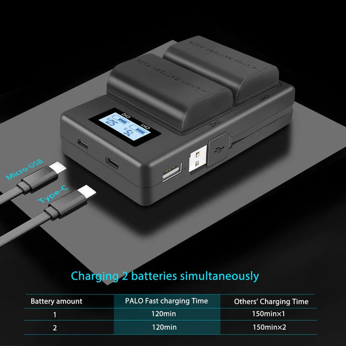 Chargeur de batterie LCD double USB pour appareil photo LP-E6 Canon 5D Mark II III 7D 60D EOS 6D 70D 80D