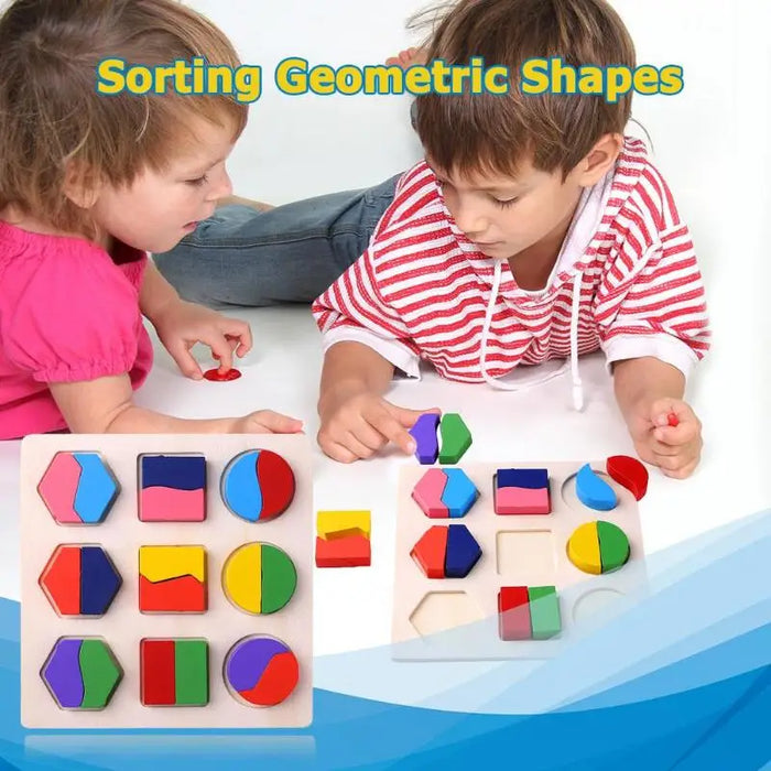 Geometrische Formen aus Holz, Montessori-Puzzle, Sortieren von Mathematikblöcken, Vorschulerziehung, Lernspiele für Kinder