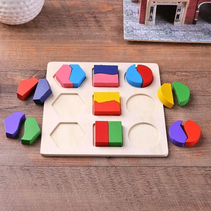 Geometrische Formen aus Holz, Montessori-Puzzle, Sortieren von Mathematikblöcken, Vorschulerziehung, Lernspiele für Kinder