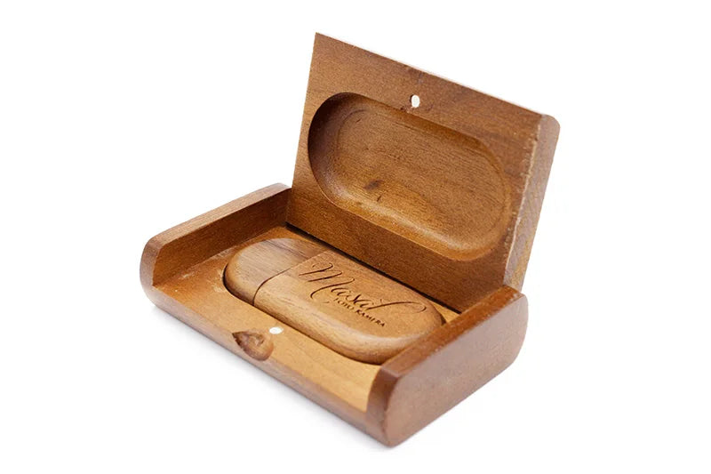 SHANDIAN Free LOGO Wooden + Box USB 2.0 Pen Drive 4GB 16GB 32GB 64GB Flash Drive Wedding Photography Gift U Disk