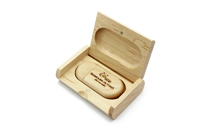 SHANDIAN Free LOGO Wooden + Box USB 2.0 Pen Drive 4GB 16GB 32GB 64GB Flash Drive Wedding Photography Gift U Disk