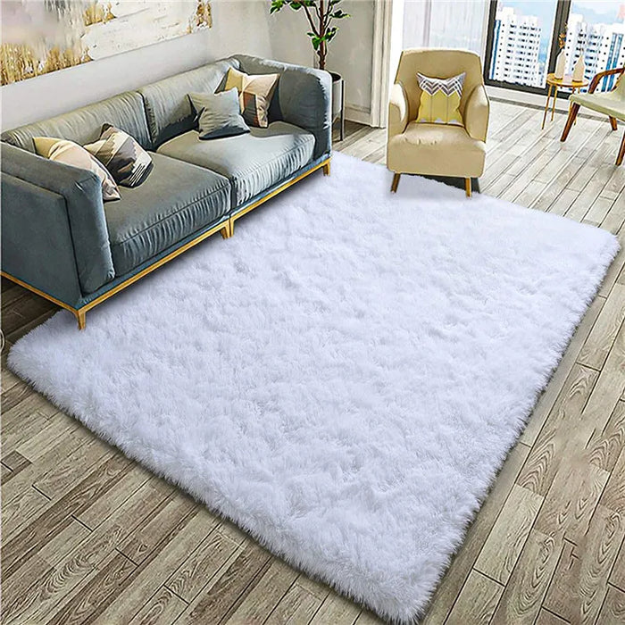 Alfombra suave y esponjosa para habitación de niños con alfombrilla antideslizante grande y peluda para uso interior moderno en sala de estar y habitación de niños