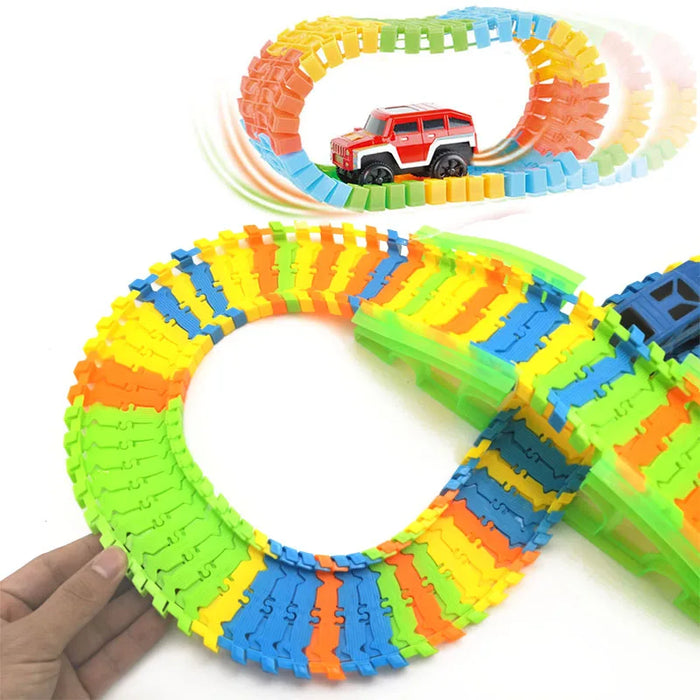 Bricolage avec carte assembler des variations de voiture de cascade ensemble de course universel piste Flexible éducatif modèle de voiture de chemin de fer Puzzle jouet pour les enfants