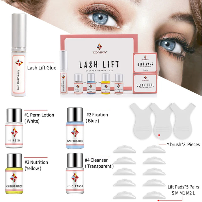 Lash Lift Kit von ICONSIGN – Permanentes Wimpernlifting, Pflege und Schwung, anpassbar für Ihre Marke