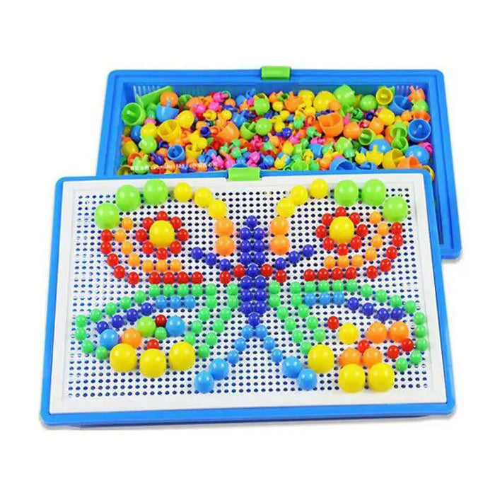 Ensemble créatif de 296 pièces de perles et d'ongles en éponge, puzzles 3D attrayants pour les enfants, développement de jouets éducatifs