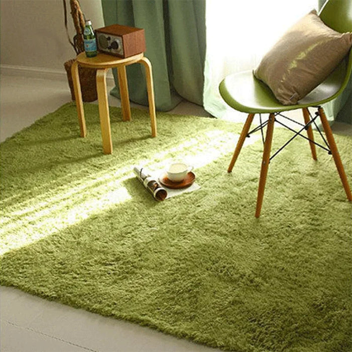 Tapis Luden vert doux pour le salon - Grand tapis pour enfants au design élégant pour chambre d'enfant et chambre à coucher