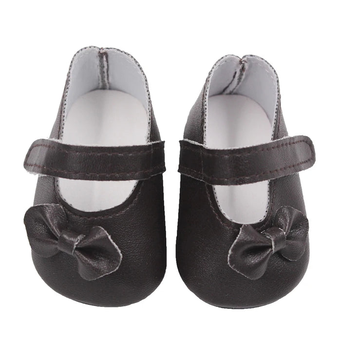 Chaussures de poupée populaires en cuir Pu avec nœud de 7 cm, pour poupées américaines de 18 pouces, convient aux poupées de 43 cm, nouveau bébé 1/3 BJD DIY, en cadeau