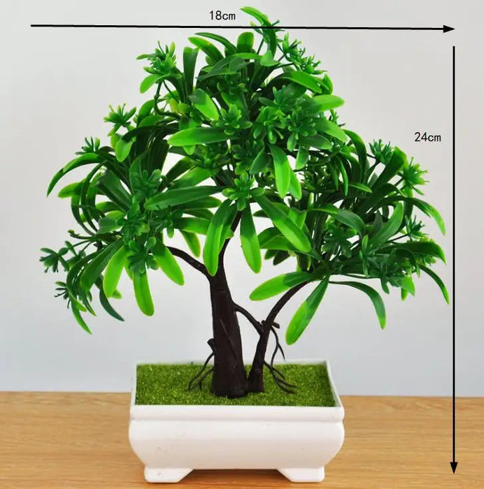 Ny Grön Konstgjord Bonsai - Liten Potted Växt för Hem, Kontor och Festdekorationer