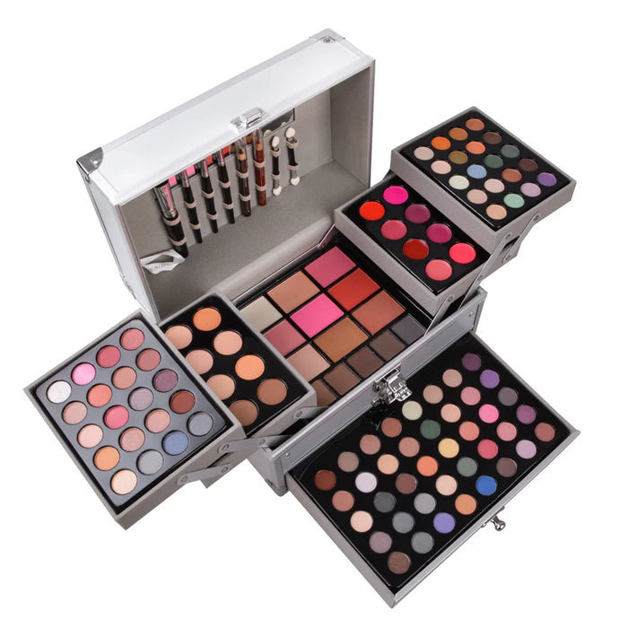 Make-up-Set für Frauen – Komplettset mit Gesichtspuder, Lidschattenpalette, Lippenstift, Make-up-Pinseln, Highlighter und Bronzer