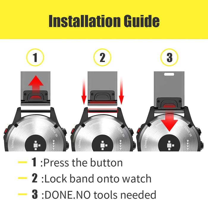 Silikon-Handschlaufe mit Schnellverschluss für Garmin Fenix ​​​​8, 7, 6, 5 Series – 20 mm, 22 mm, 26 mm Optionen